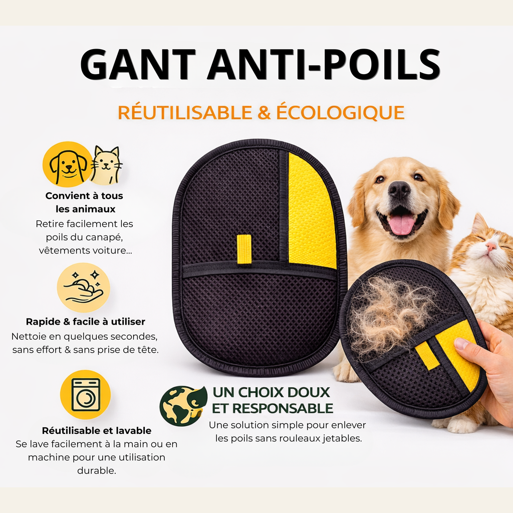 Gant anti-poils réutilisable, une maison plus propre en quelques gestes